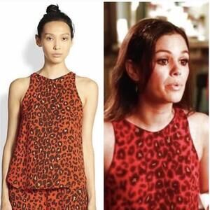 A.L.C. Anise Red Leopard Print Silk Racerback Tank Top ASO Rachel Bilson